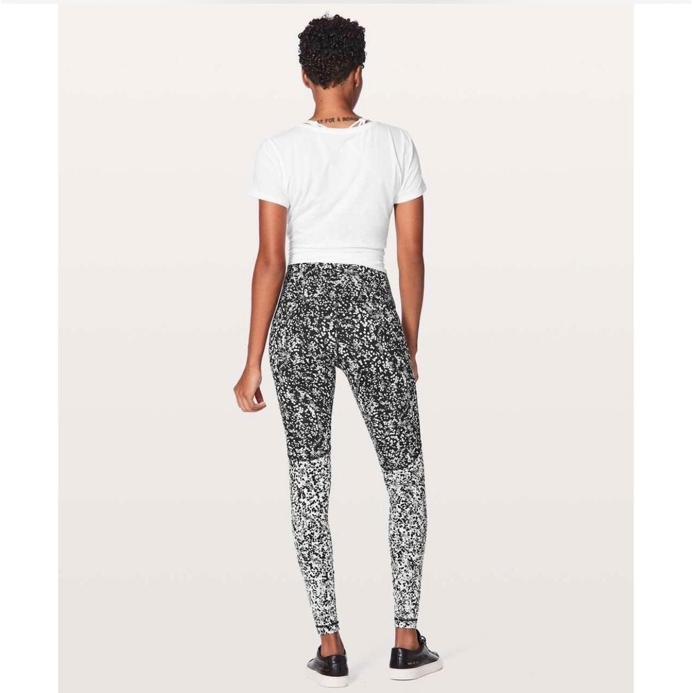 Lululemon 4 Wunder Pant High Rise Black White Polar Shift Pattern Leggings - Picture 3 of 12